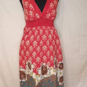 Orange and Red Sleeveless V-Neck Sundress